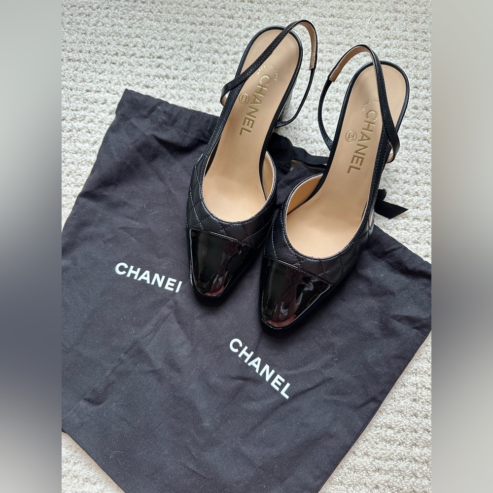 Chanel “Coco” Sling Pump 37.5/7.5